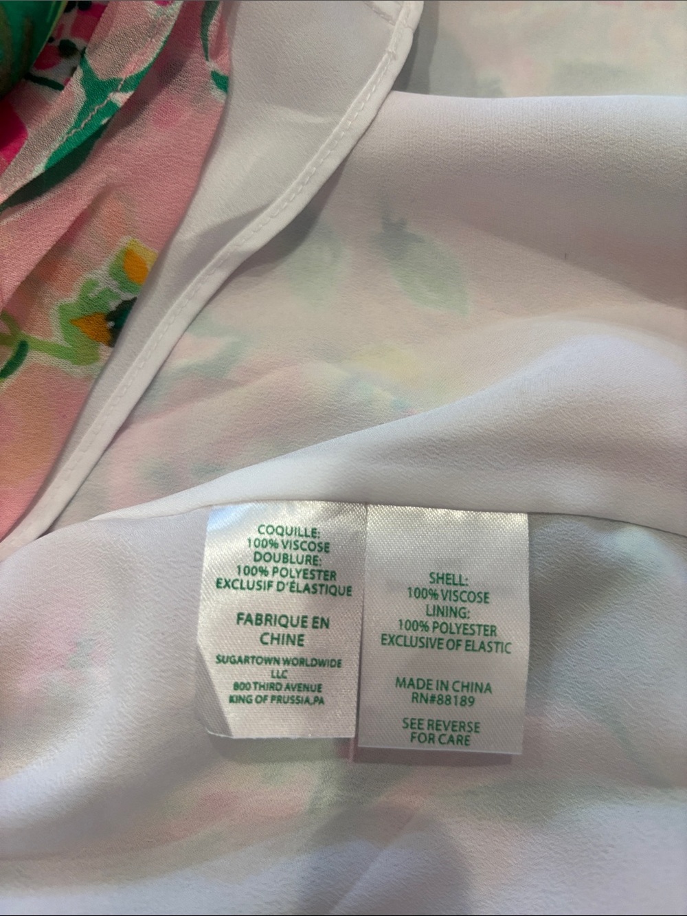 Lilly Pulitzer Hot Pink, Green & Yellow Floral Tie Neck Dress - Picture 5 of 6